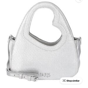 Paris Hilton Women's Heartbreaker Top Handle Bag Crossbody Strap, Silver Sparkle